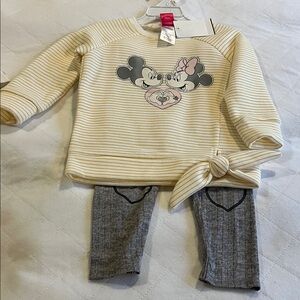 Disney Cream Striped Mickey and Minnie Outfit